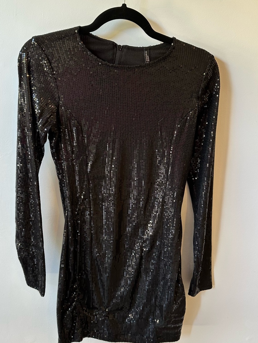 Black Sequin Long Sleeve Women's Top